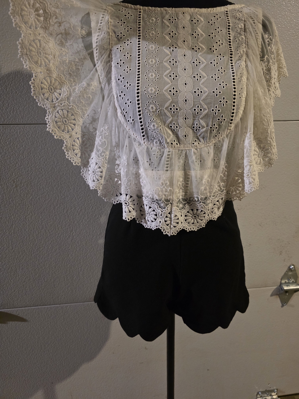 Altar'd State White Lace Overlay Peasant Blouse